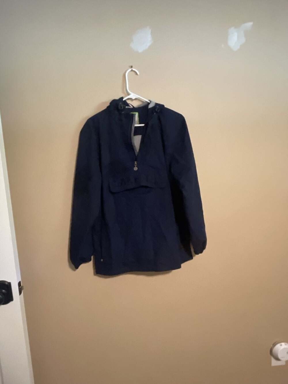 Lakegirl Navy Blue Anorak Windbreaker Pullover Jacket with Hood